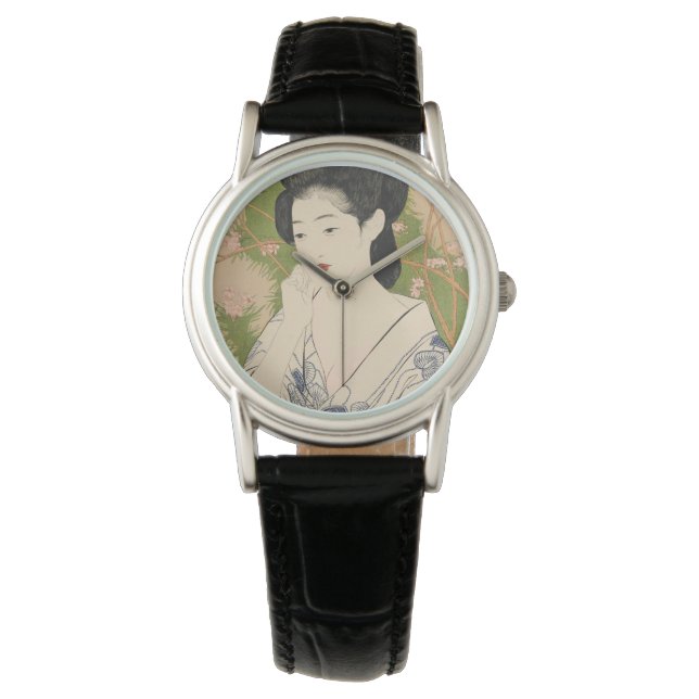 Relógio Geisha Kimono Woodcut Watch Japonês para Mulheres (Frente)
