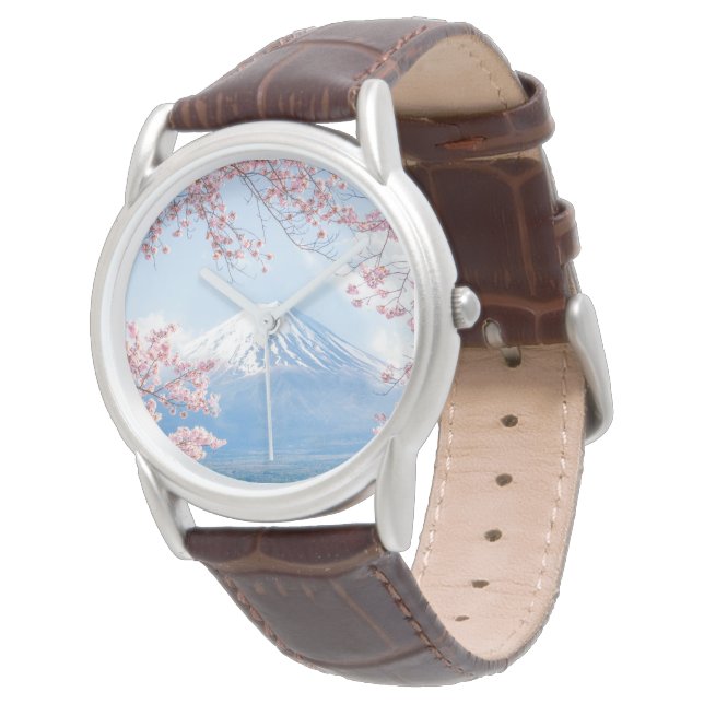 Relógio Gelo e neve | Cherry Blossoms Mt. Fuji Japão (Angular)