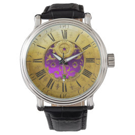 Relógio Gemstones ANTICOS TIME Roxo Ametist, Dourado Amare