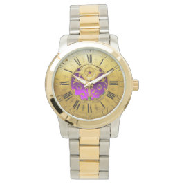 Relógio Gemstones ANTICOS TIME Roxo Ametist, Dourado Amare