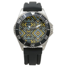 Geométrico Masculino Azul Dourado Preto