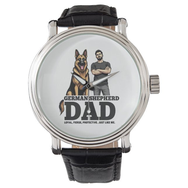 Relógio German Shepherd Dad – Loyal. Fierce. Protective. (Frente)