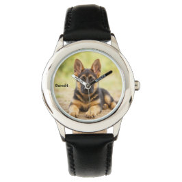 Relógio German shepherd de Criança Personalizada Bonita
