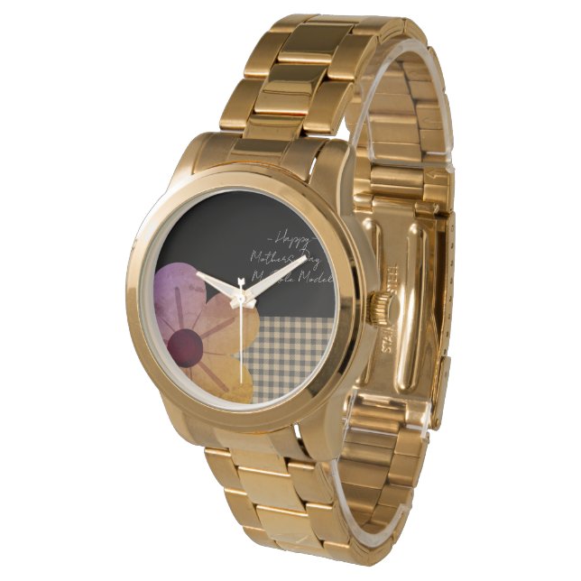 Relógio Gift For Mom, Happy Mothers Day,Flower Art (Angular)