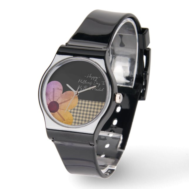 Relógio Gift For Mom, Happy Mothers Day,Flower Art (Ângulo)