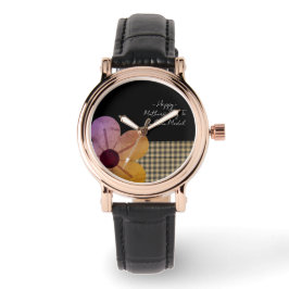 Relógio Gift For Mom, Happy Mothers Day,Flower Art