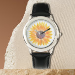 Relógio Girassol<br><div class="desc">Este relógio botânico é decorado com um girassol amarelo. Original Watercolor © Michele Davies.</div>