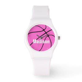 Relógio Girls de Basquete Girard Rosa Personalizadas Name/