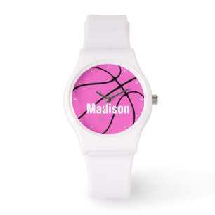 Relógio Girls de Basquete Girard Rosa Personalizadas Name/