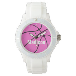 Relógio Girls de Basquete Girard Rosa Personalizadas Name/