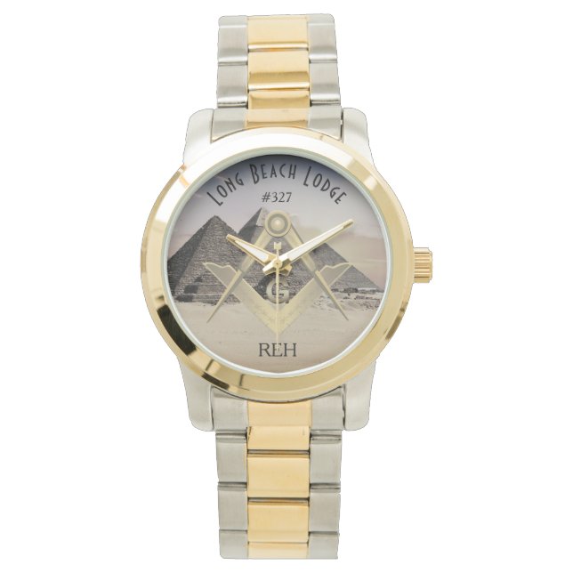 Relógio Giza Pirâmids Masonic Monogrammed Watch (Frente)