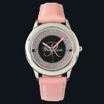 Relógio Glam Glitter Look Rosa Dourado Diamond Monograma<br><div class="desc">Este design pode ser personalizado na área fornecida pela alteração da foto e/ou do texto. Ou pode ser personalizado clicando em Personalizar este Modelo e, em seguida, escolhendo o clique para personalizar mais a opção e excluir ou alterar a cor do plano de fundo, adicionar texto, alterar a cor ou...</div>