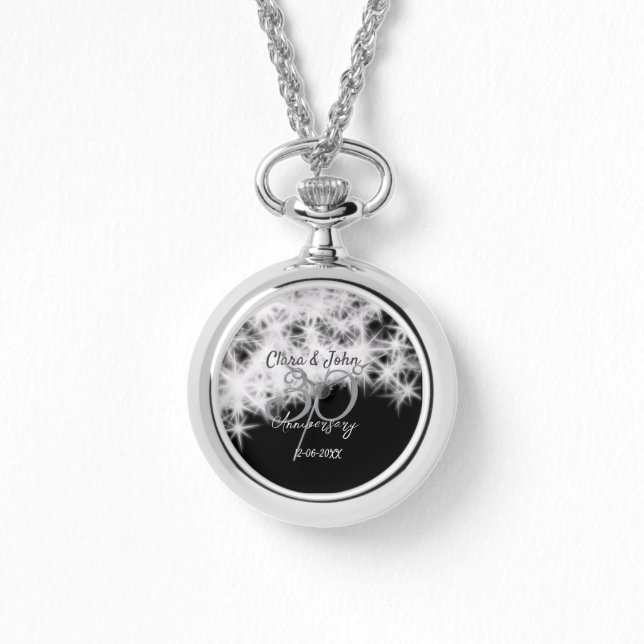 Relógio Glitor de aniversário de casamento da 30 cinza de  (Frente)