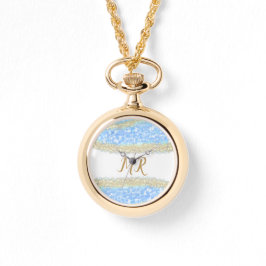 Relógio glitter dourado azul glitter glitter nome monogram