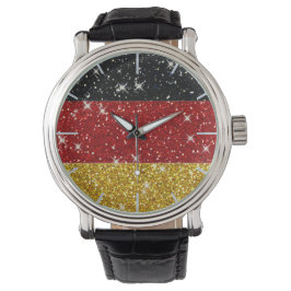 Relógio Glitters Germany Flag com Sparkles