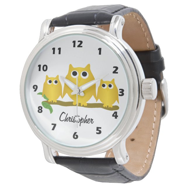 Relógio Gold Owls Design Personalised (Angular)