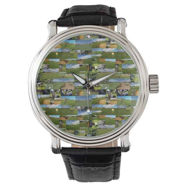Relógio Golfe, Fotografia Collarge, Mens Leather Watch (Frente)