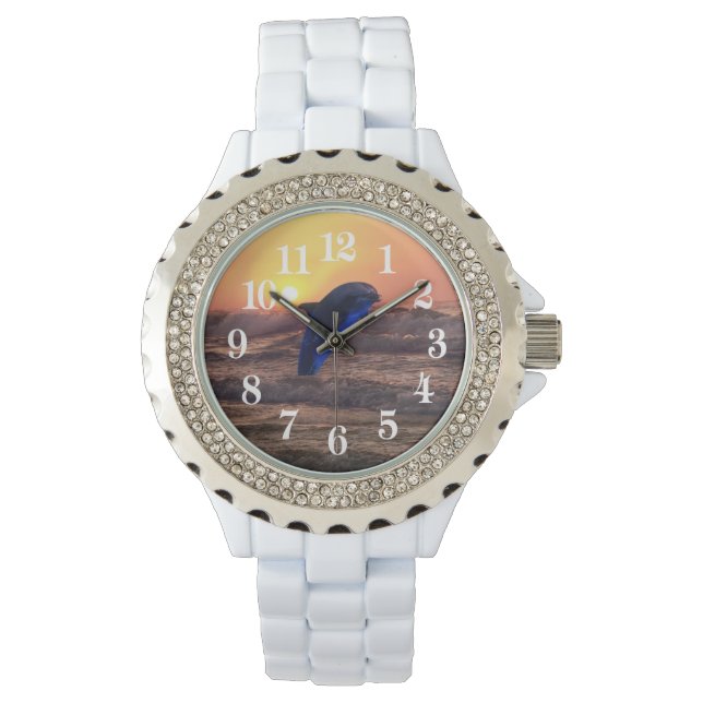 Relógio Golfinho no pôr do sol (Frente)