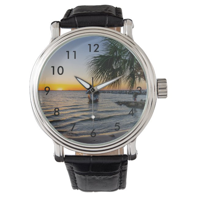Relógio Golfo Breeze Florida Sunset Wrist Watch (Frente)