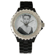 Grace Kelly, Rinoestone Black Enamel Watch, 1955