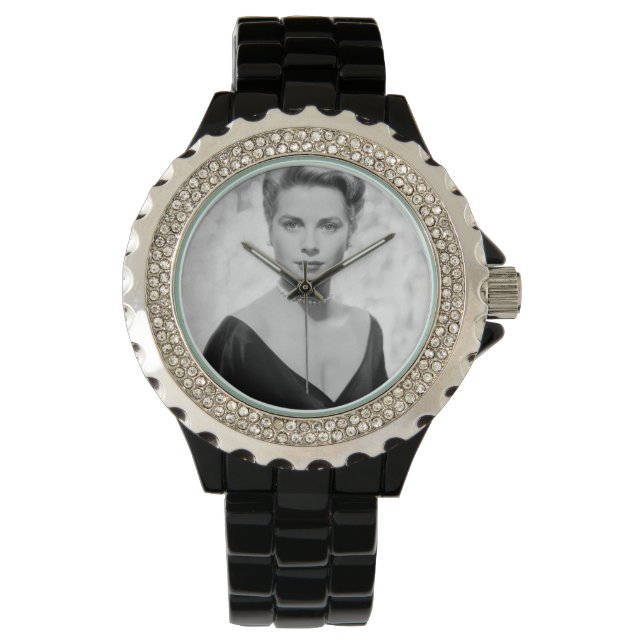 Relógio Grace Kelly, Rinoestone Black Enamel Watch, 1955 (Frente)