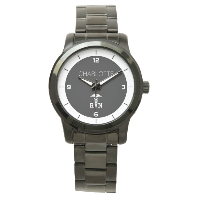 Relógio Graduação de Enfermeira Personalizada com Símbolo  (Frente)