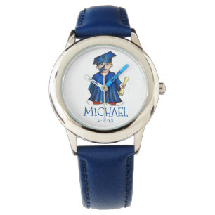 Relógio Graduação Personalizada da Criança do Formando Blu