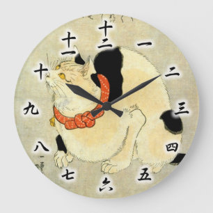 Relógio Grande 日本猫, gato japonês do 国芳, Kuniyoshi, Uki