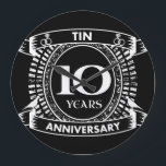 Relógio Grande 10º aniversário de casamento<br><div class="desc">Seu décimo aniversário de casamento tem o dom tradicional. Este design de estilo crest é um design romântico para casais que celebram 10 anos de casamento. Se você quiser alguma ajuda para personalizar este design, por favor, entre em contato comigo, eles podem pedir a este botão do designer, logo abaixo...</div>
