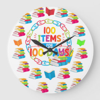 Relógio Grande 100 artigos para 100 dias 100 dia de camisa escola