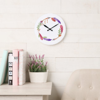 Relógio Grande 10.75" Boho Patterned Round Acrylic Wall Clock