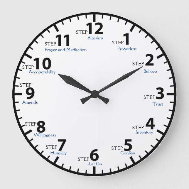 Relógio Grande 12 Etapa 12 Etapa Recuperação Sobriety Sober Clean (Frente)