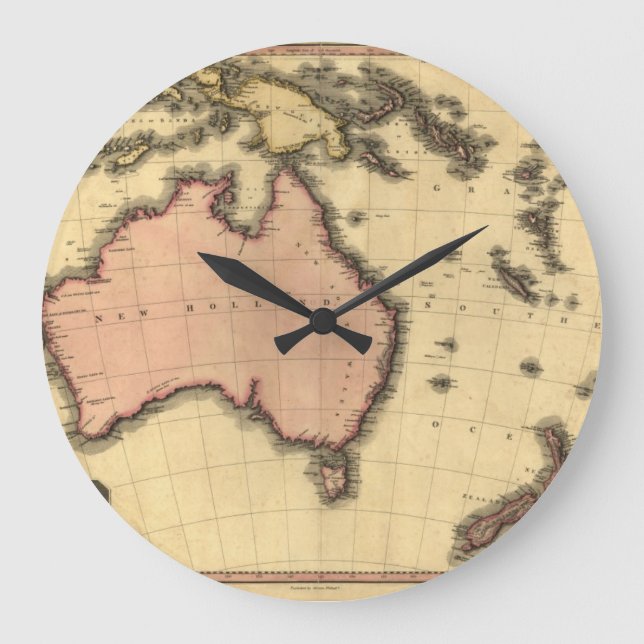 Relógio Grande 1818 mapa de Australasia - Austrália, Nova (Frente)