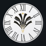 Relógio Grande 1920 Vintage Art Deco Palmetto<br><div class="desc">Vintage 1920 art deco style clock com um ventilador palmetto com numerais pretos redondos.</div>