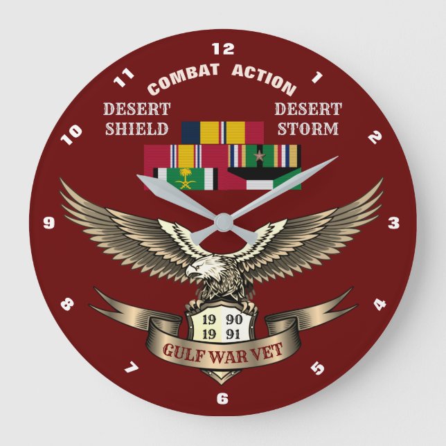 RELÓGIO GRANDE 1 VETERANOS DE GUERRA DO GOLFO PERSIANO DE CAMPANH (Frente)