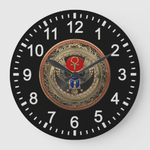 Relógio Grande [200] Sárabe egípcio Dourado, sagrado, com Ankh