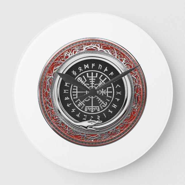 Relógio Grande [200] Vegvisir - Bússola mágica virada para prata (Frente)