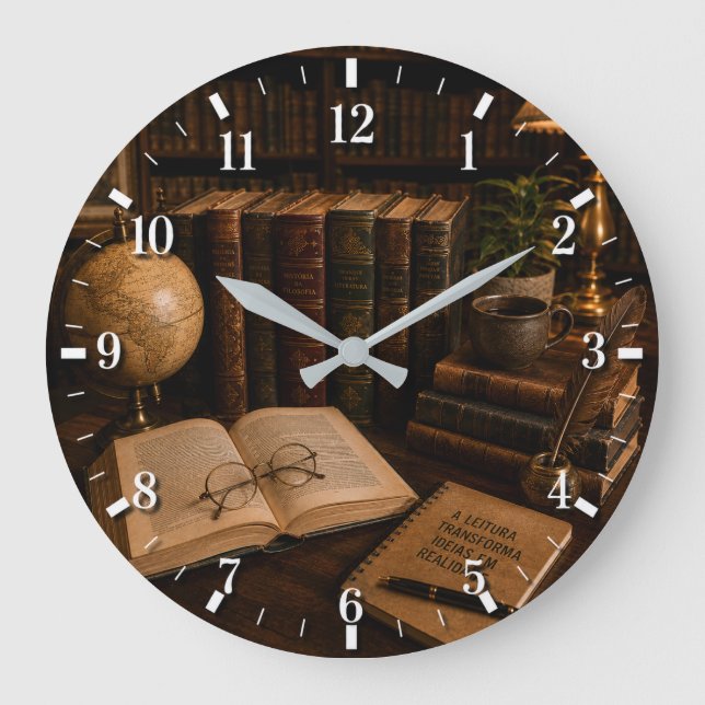 Relógio Grande 2026 Books Wall Clock (Frente)