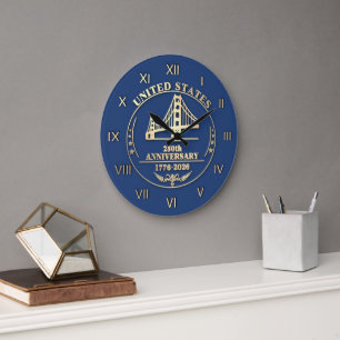 Relógio Grande 250º Aniversário dos EUA Golden Gate Ouro Romano N