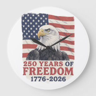 Relógio Grande 250 Anos de Liberdade 1776-2026 Bandeira da Águia 
