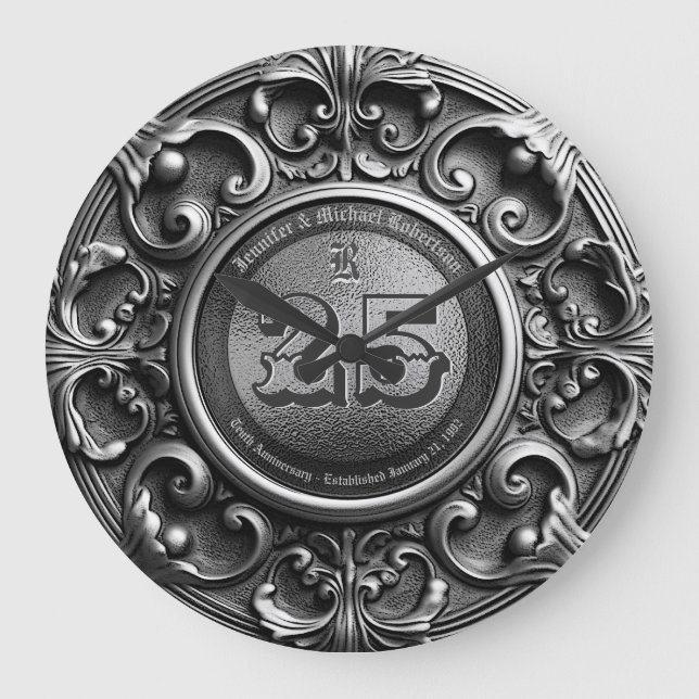 Relógio Grande 25 Silver Vintage Aniversário Grande (Frente)