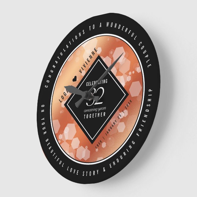 Relógio Grande 32º aniversário de casamento em Bronze (Ângulo)