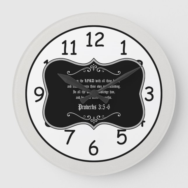 Relógio Grande 3:5 dos provérbio - presente cristão feito sob (Frente)