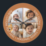 Relógio Grande 4 Colagem de Fotografias com Texto Personalizado d<br><div class="desc">Adicione 4 fotos e texto para fazer uma manutenção especial para um amigo ou evento familiar. A borda e o plano de fundo podem ser alterados na área avançada de design. Use suas fotos do Instagram quadradas para obter os melhores resultados! PARA ALTERAR O PLANO DE FUNDO - clique na...</div>