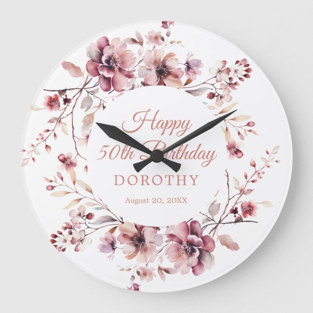 Relógio Grande 50º Aniversário Gift Personalizado Wall Clock (Frente)