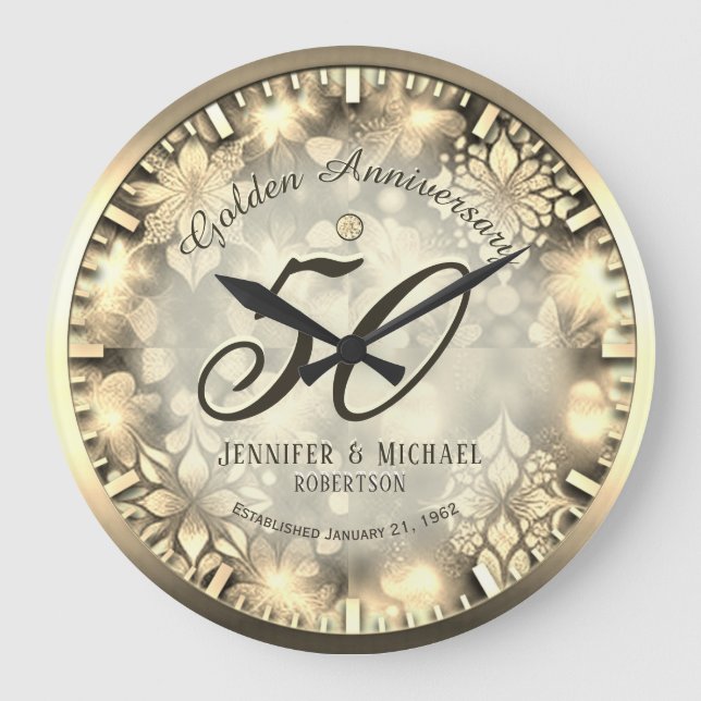 Relógio Grande 50 Anos De Casamento De Ouro, Aniversário Grande R (Frente)