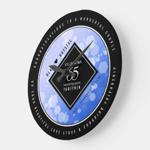 Relógio Grande 65º aniversário de casamento do Sapphire Azul