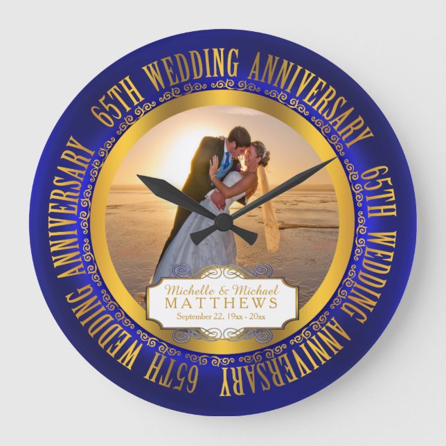 Relógio Grande 65º aniversário de casamento Foto Keepsasaket (Frente)