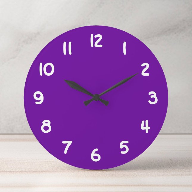 Relógio Grande 660099 Purple (Bright Solid Color Purple Large Clock)