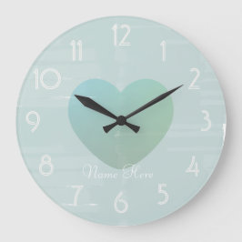 Relógio Grande A aguarela grande bonito da hortelã do coração